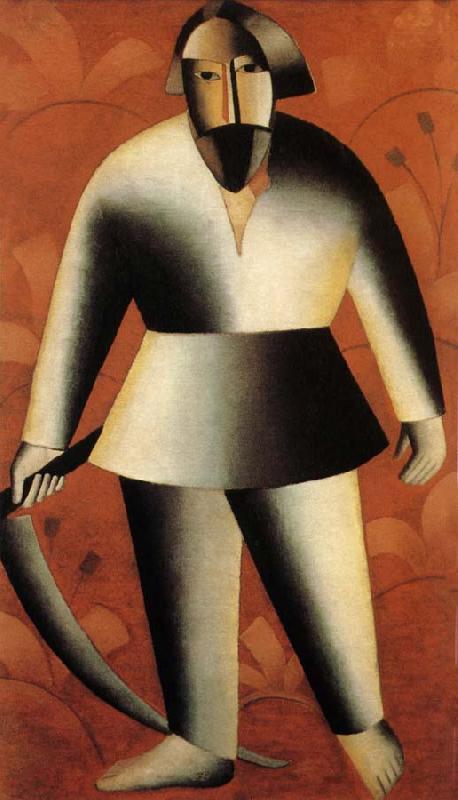 Kasimir Malevich The Harvestman with red background